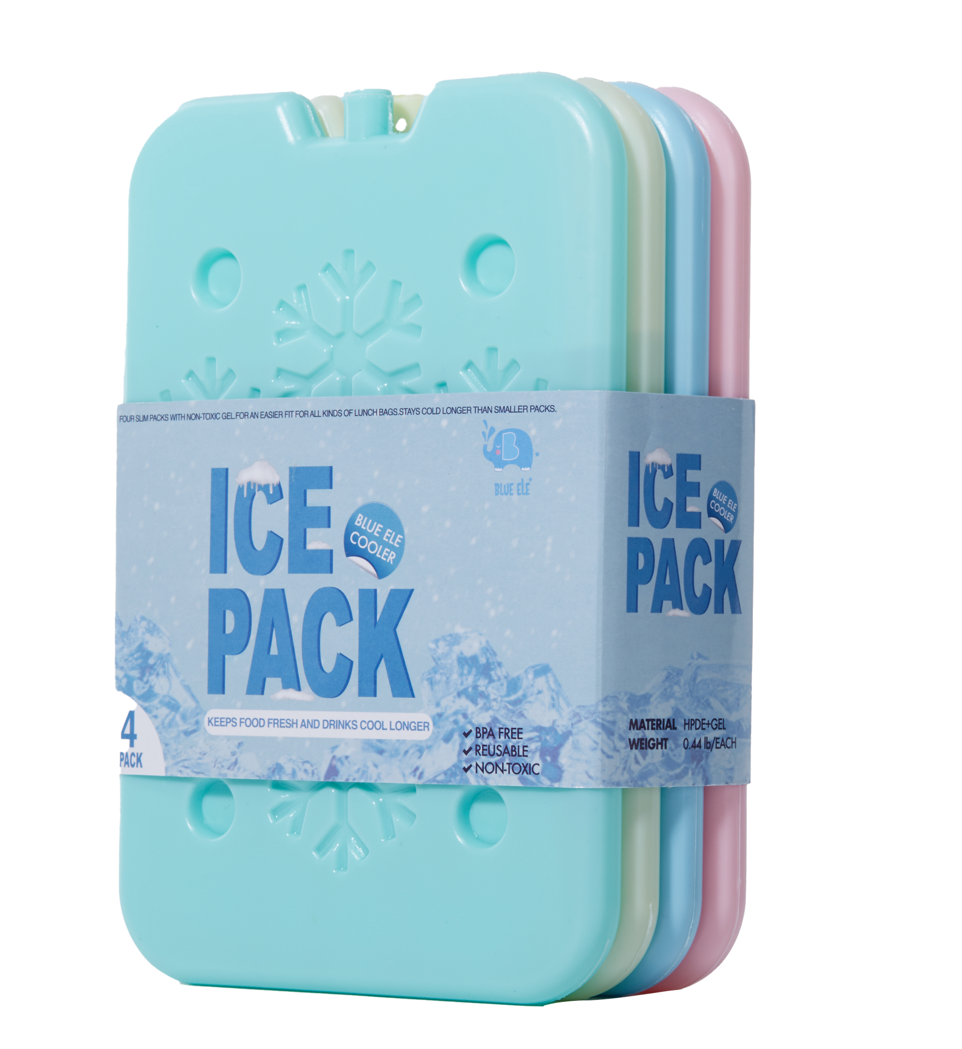 BLUE ELE Ice Pack for Kids Lunch Box or Cooler - Each Order Contains 4 Ice  Packs