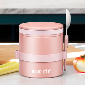 Blue Ele Food Jar with Easy-Grip Lid and Folding Spoon(amazon best seller)