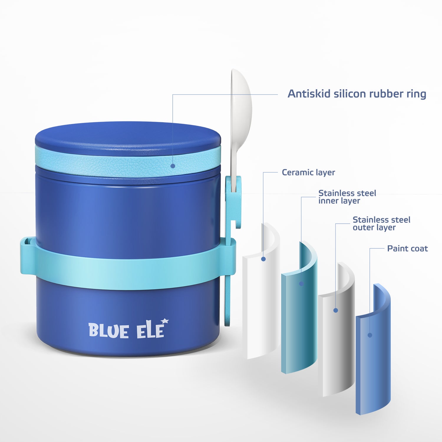 Blue Ele BE02 Vacuum Insulated Food Jar & Thermos for Kids