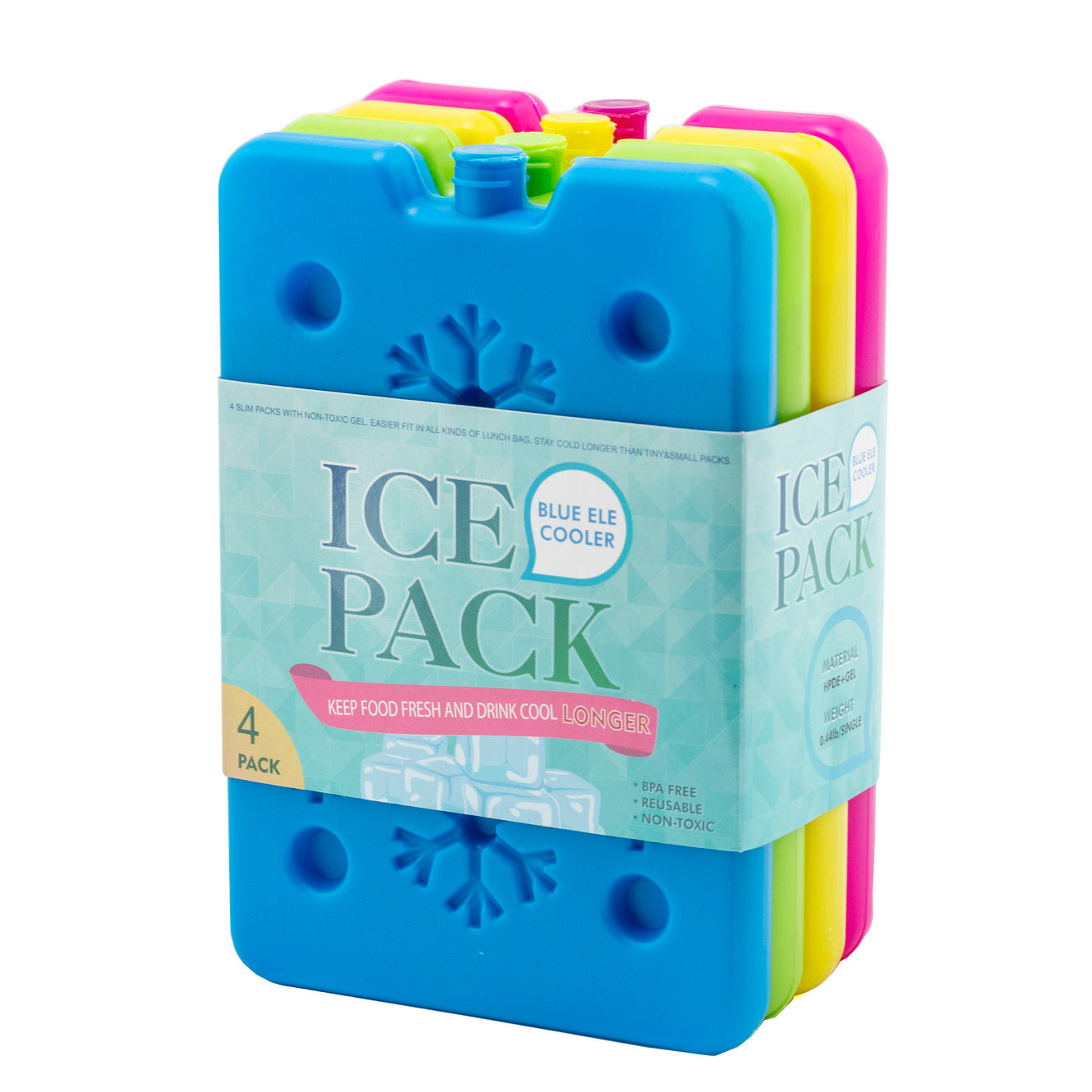 4-Pack Ice Packs for Coolers,Ice Pack for Lunch Box,Freezer Packs,Slim &  Long-Lasting Reusable Ice Packs