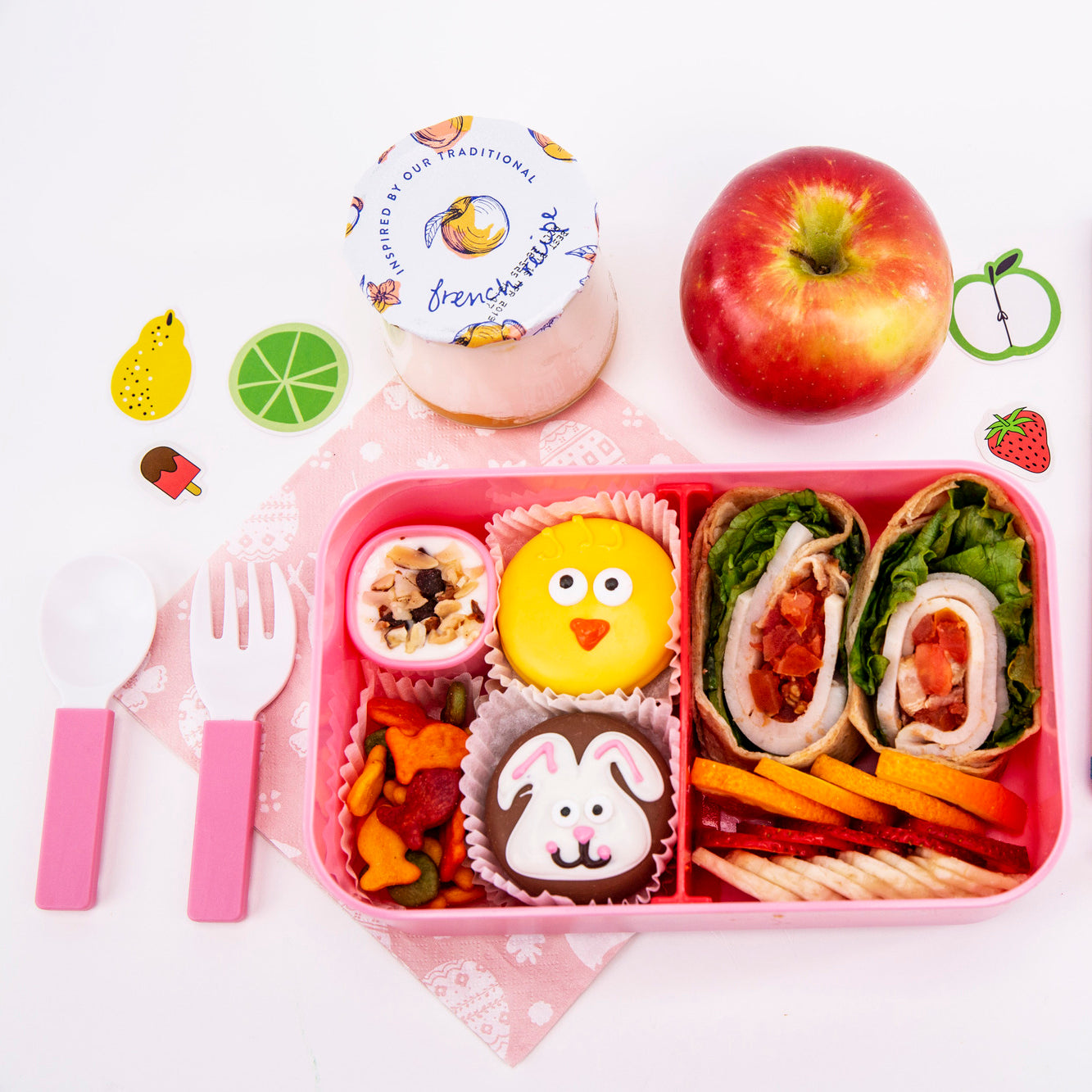 Blue Ele Lunch Box Bento Boxes Kids Childrens With Spoon,Fork