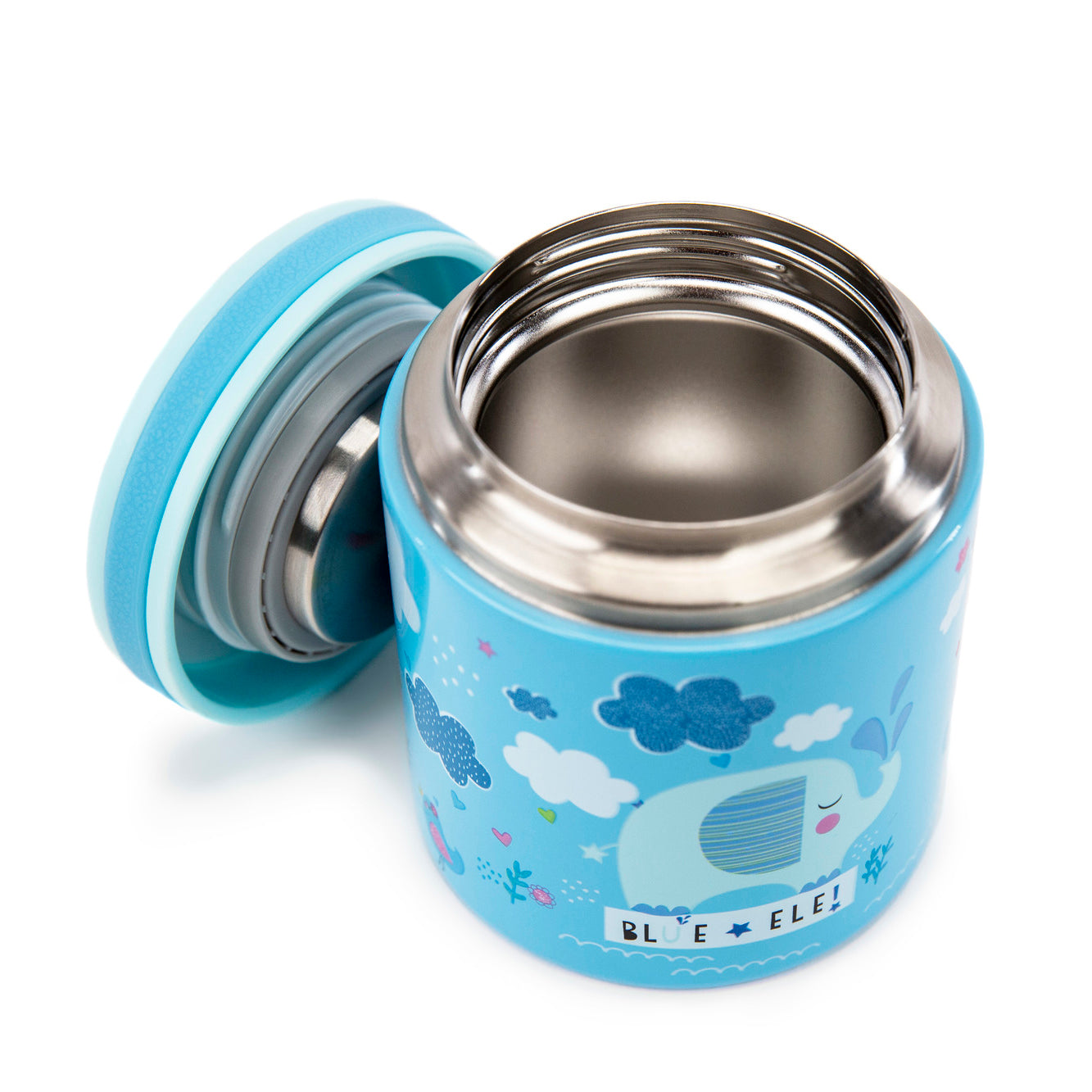 Blue Ele Food Jar with Easy-Grip Lid and Folding Spoon( best sel