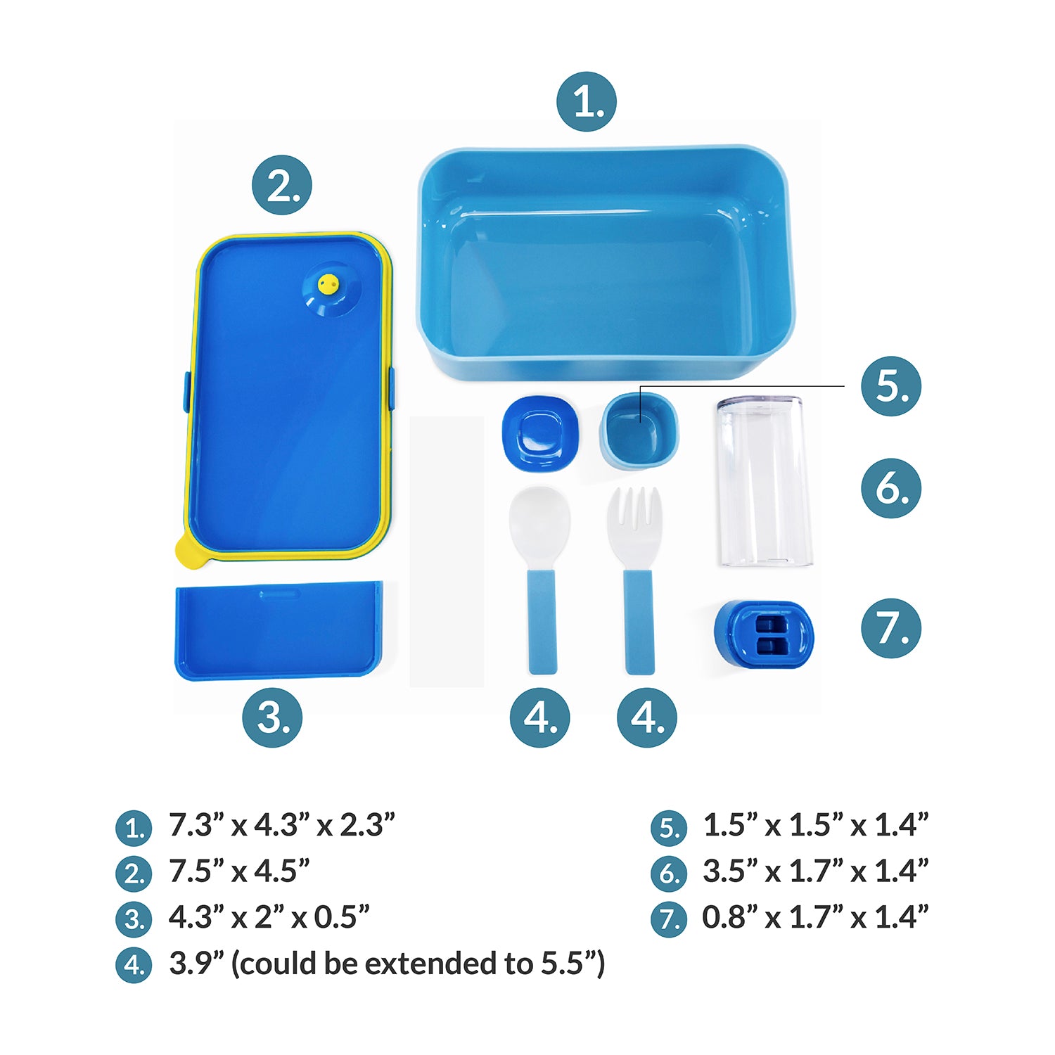 Blue Ele BE03 Lunch Box for Kids Children with Spoon, Fork & Sauce pots